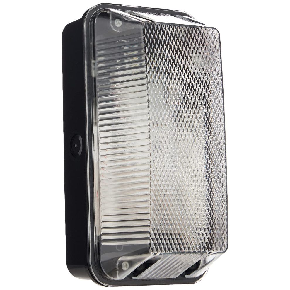Knightsbridge 230V Ip65 60W B22 Bulkhead With Clear Prismatic Diffuser And Black Plastic Base 74055838