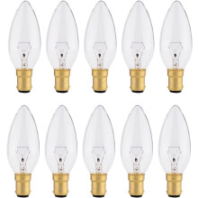 10 Pack B15 Bayonet Candle Light Bulb 60W, Dimmable Small Clear Bulbs SBC, Warm White 2700K, 610 Lumens