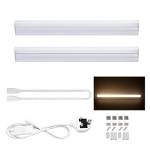 Tekmelau 30cm LED Under Cabinet Light, 5W 3000K Warm White Connectible with ON/Off Switch UK Power Plug, Led Batten Light for Kitchen/UnderCabinet/Ce