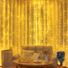 2M x 2M Curtain Lights Christmas Fairy Light Indoor Plug in,204LED Hanging Backdrop Window Curtain Lights Icicle Light,Waterfall Light,8Mode,Waterpro