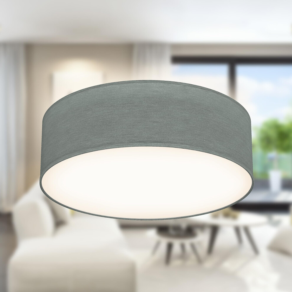 B.k.licht - Ceiling Light With Fabric Light Shade, Flush Mount Light Fitting, E27 Socket, Max. 40 Watt Bulb, Livingroom, Bedroom Ceiling Lights, Hall 80908739