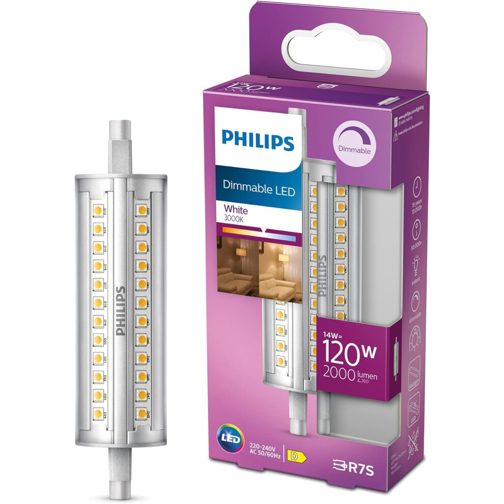 Philips Led Classic Dimmable Light Spot [R7s] 14W - 120W Equivalent, (3000K) White