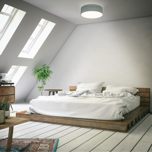 B.K.Licht - Ceiling Light with Fabric Light Shade, Flush Mount Light Fitting, E27 Socket, max. 40 watt Bulb, Livingroom, Bedroom Ceiling Lights, Hall 1