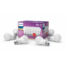 Philips B22 LED Light Bulb, GLS, 4.2W, 470 Lumens, Warm White 2700K – 6 Pack