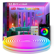 Bvokon 10M Neon Rope Lights,Flexible Led Rope Light Control with App/Remote,Multiple Modes,Music Sync,IP65 Outdoor RGB Led Strip Lights Waterproof