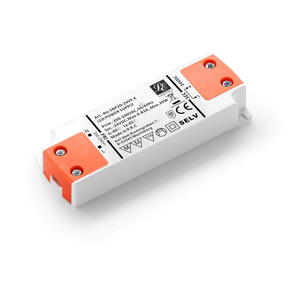 Lighteu, Transformer - 20W, 24V Dc, 0.84A - Constant Voltage Power Supply For Led Strip Lights And Bulbs 49437096