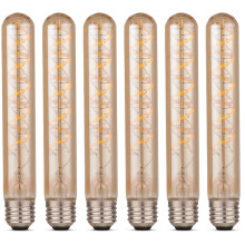 CROWN LED 6 Pack Flute Tube Light Bulbs, Warm White Color - Energy Efficient E-Class - Equivalent to 38W E27 Bulb - Ideal for Home, Hotels, Restauran