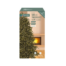 Premier Decorations 12.5m WARM WHITE 500 LED Supabright CHRISTMAS TREEBRIGHT Festive LIGHTS for 1.5m Tree