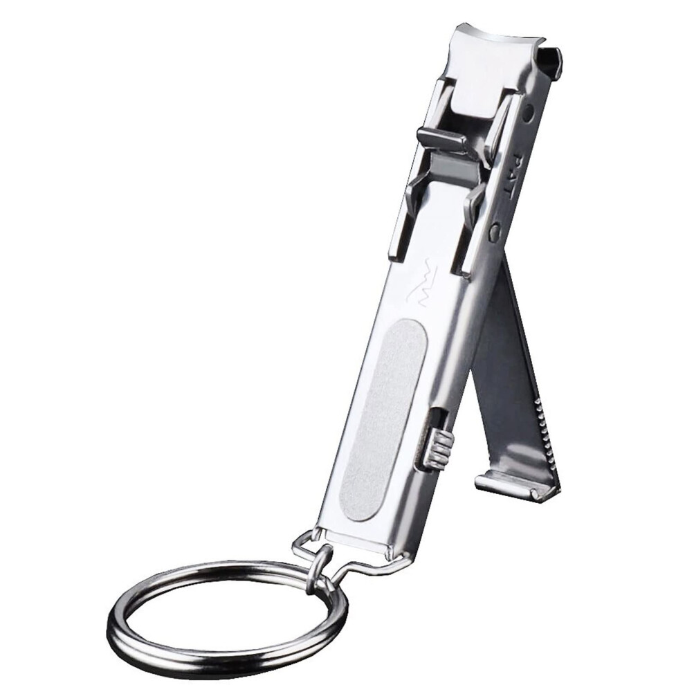Stainless Steel Nail Clippers UltraThin Compact with Keychain and Builtin Nail File for Travel