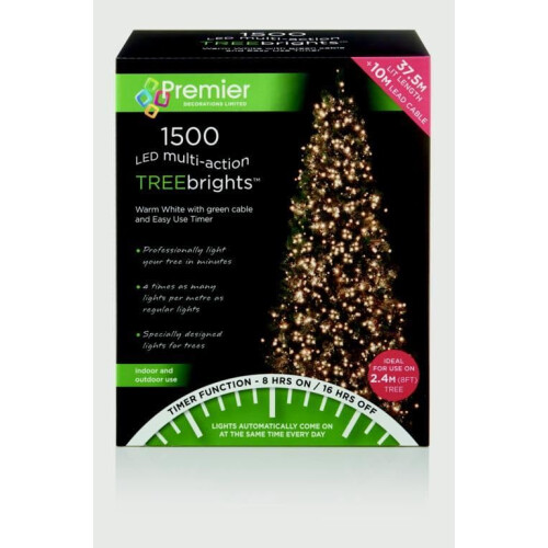 Premier Premier Decorations - 1500 Multi Action TreeBrights LED Lights with Timer - Warm White
