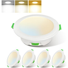 Sweier 7W Ultra-Slim LED Recessed Ceiling Lights, 600LM Dimmable Downlights, Adjustable CCT 3000K/4000K/6000K, IP44 Bathroom Spotlights for Kitchen &