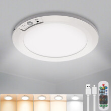 RAWNICE Rechargeable Motion Sensor Light with Remote, 7.5inch 400LM Magnetic Wireless Ceiling/Wall Lights,Battery Powered Ceiling Lights Indoor, Pir