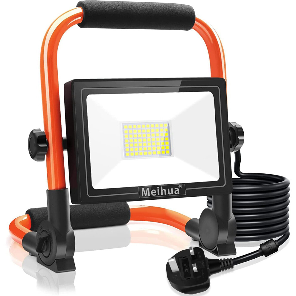 Meihua Led Work Light 60W 6500K Portable Light Led Floodlight Ip66 Waterproof Construction Lights With Stand For Workshop Job Site Garage Camping Day 66703235