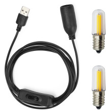 GutReise 5V USB to E14 Socket,2pcs E14 LED Bulbs 5V-6V Lamps for Table lamp Ceiling Christmas Star Home Decoration
