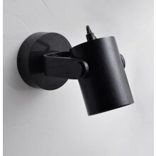 ouglres Wooden Wall Light,Modern Black Wall Lamp Bedroom Bed,Spotlight Lampshade Rotatable,Wall Spot Indoor Vintage for Lighting Living Room Hallway