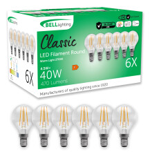 BELL Lighting E14 Small Edison Screw Cap Non Dimmable Filament Light Bulb LED Golf Ball 6 Pack | Warm White 2700K | 470 Lumen 4.5 W | Energy Saving R
