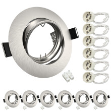 Wondlumi 6X Recessed Ceiling Lights Round GU10 Downlights for Ceiling Mounting Metal Frame Brushed Chrome 30 Tilt Swivel LED Spotlights 240V, Outer