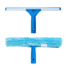 2 in 1 Window Cleaning Squeegee with Microfiber Scrubber for Glass Doors Mirrors and Windshields