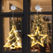LEDYA Christmas Window Lights, 2 Pack Christmas Window Decorations Battery Operated with Suction Cup & Timer Function, Warm White Indoor Fairy Lights