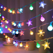 shsyue 10M Christmas Decorations Lights Indoor,80LEDs Lights Window Curtain Xmas Tree Party Decor Fairy Light Crystal Ball/Star/Snowflake/Small Ball,