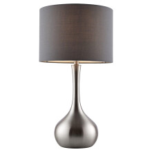 National Lighting Modern Table Lamp - 3-Stage Dimmer Touch Lamp for Desk - Bedside Reading Lamps for Bedroom - Satin Nickel Effect & Dark Grey Cotton