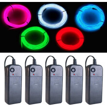 Balabaxer EL Wire 5 Colors, 9ft Neon Light Wire 5 Pack Noise Reduction with Battery Pack(Green, Blue, Red, White, Pink) for Halloween Decorations DIY