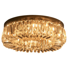 HOMCOM Crystal Ceiling Light Modern Chandeliers Stainless Steel Pendant Lights with Crystal Decorations for Living Room Bedroom Dining Room Hall Silv