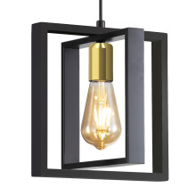 Mikeru Farmhouse Recessed Ceiling Pendant, Vintage Square Pendant, 360 Swivel, 1 Light Rustic Metal Hanging Pendant with E27 Base for Balcony, Patio
