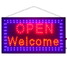 Super Bright Flashing LED OPEN WELCOME Shop Sign Neon Hang Display Window Light (LARGE)