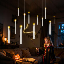 Jaztral Floating Candles with Magic Wand Remote, 12Pcs Flameless Candles LED Taper Candles with Flickering Warm Light Battery Operated for Halloween