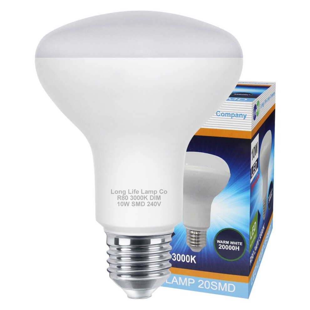 Long Life Lamp Company Light R80 Dimmable Led 10W E27 Replacment For Reflector R80 Led Bulb Energy Saving 800 Lumens 75W Equivalent Output