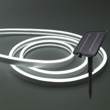 GQL 24V Solar/USB COB Neon Flex Light - IP67 Waterproof 2835 SMD 120LEDs/m LED Strip, Indoor/Outdoor Use (Cold White,0.5m)
