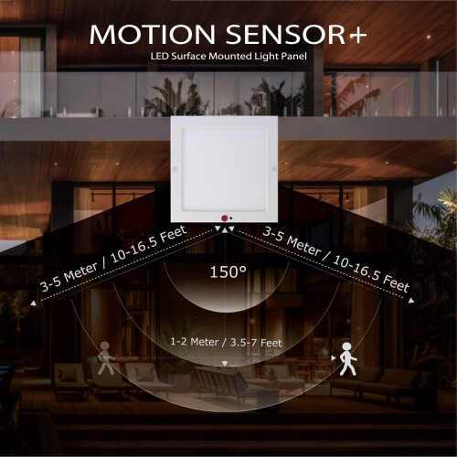 SINCELIGHT PIR Motion Sensor 18W LED Ceiling Light (Square), Automatically ON/Off, Movement Activated, Dual Mode Turnable, Neutral White 4000K, Surfa 2