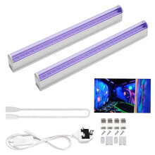 Tekmelau 2pcs UV LED Black Light Bar, 6W UV Portable Blacklight for UV Poster, UV Art, Bedroom, Ultraviolet Light for Halloween and Blacklight Partie