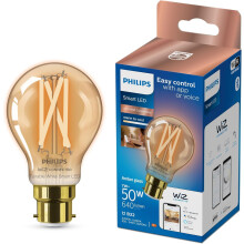 Philips Smart Wiz Connected Vintage LED Light Bulb, B22, Dimmable, 903 Lumens, Tunable, Warm White or Cool White, Alexa and Google Compatible, App an