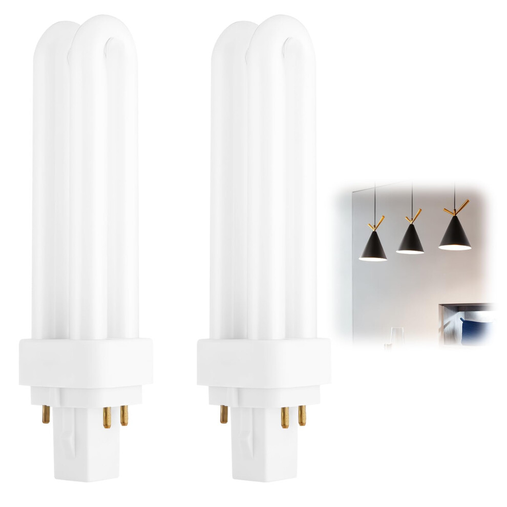 4 Pin G24q-2 Bulbs,18W Compact Fluorescent Lamp Cool 4300K 2U Double Turn Tube Energy Saving Bulbs 1200Lm Plc Cfl Non-Dimmable (Ac Light/White 13101893