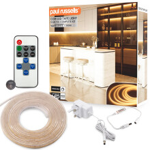 paul russells COB LED Strip Light, 24V- 5Watt/M, 320 LEDs/M, Warm White 3000K, 2300 Lumens, 5M Flexible Tape Light, IP65, High CRI 90+, DIY Indoor Li