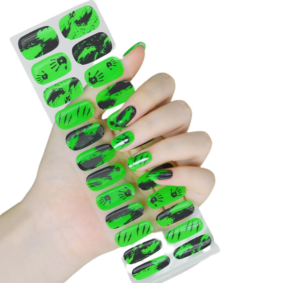 Dark Halloween Nail Stickers Glow In The Semicured Gel Strips Longlasting Easy Apply