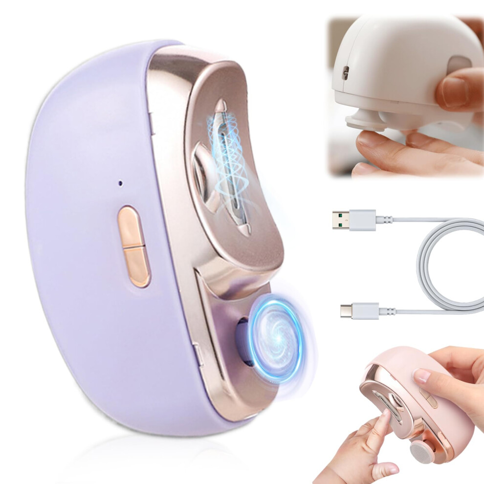 Electric Nail Clipper For Seniors 3 In 1 Automatic Trimmer With Nail File And Polish (Purple) Purple