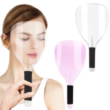 Hair Salon Face Shield Plastic Haircut Protector Mask for Styling Coloring 2 Pack Pink and Clear