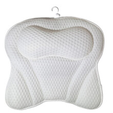 Bathtub Pillow with Suction Cups White Butterfly Design Breathable Bath Cushion for Home Spa
