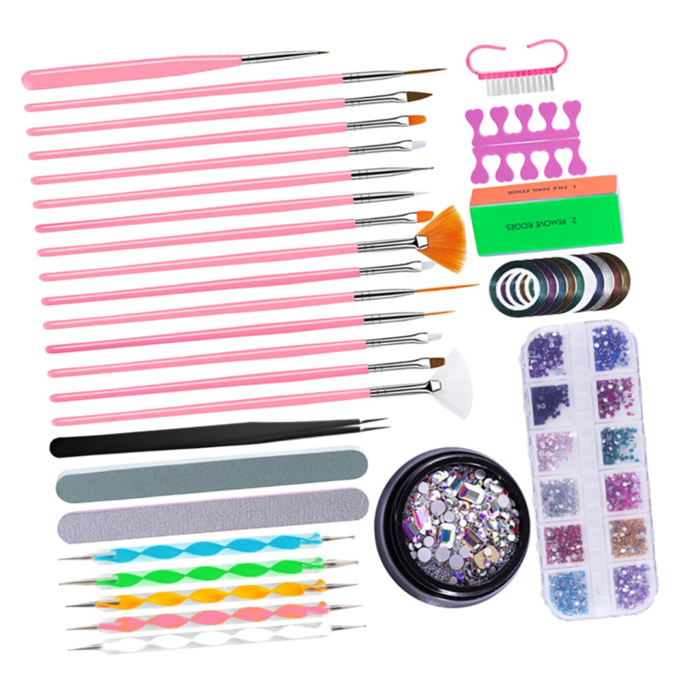 Nail Art Pen Kit and Complete Manicure Pedicure Set with Brushes and Nail File for Women Girls