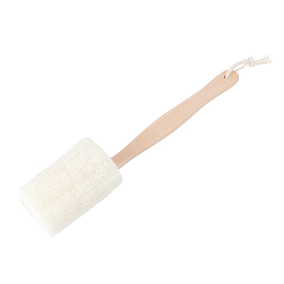 Loofah Back Scrubber with Long Wooden Handle for Gentle Skin Exfoliation and Shower Use