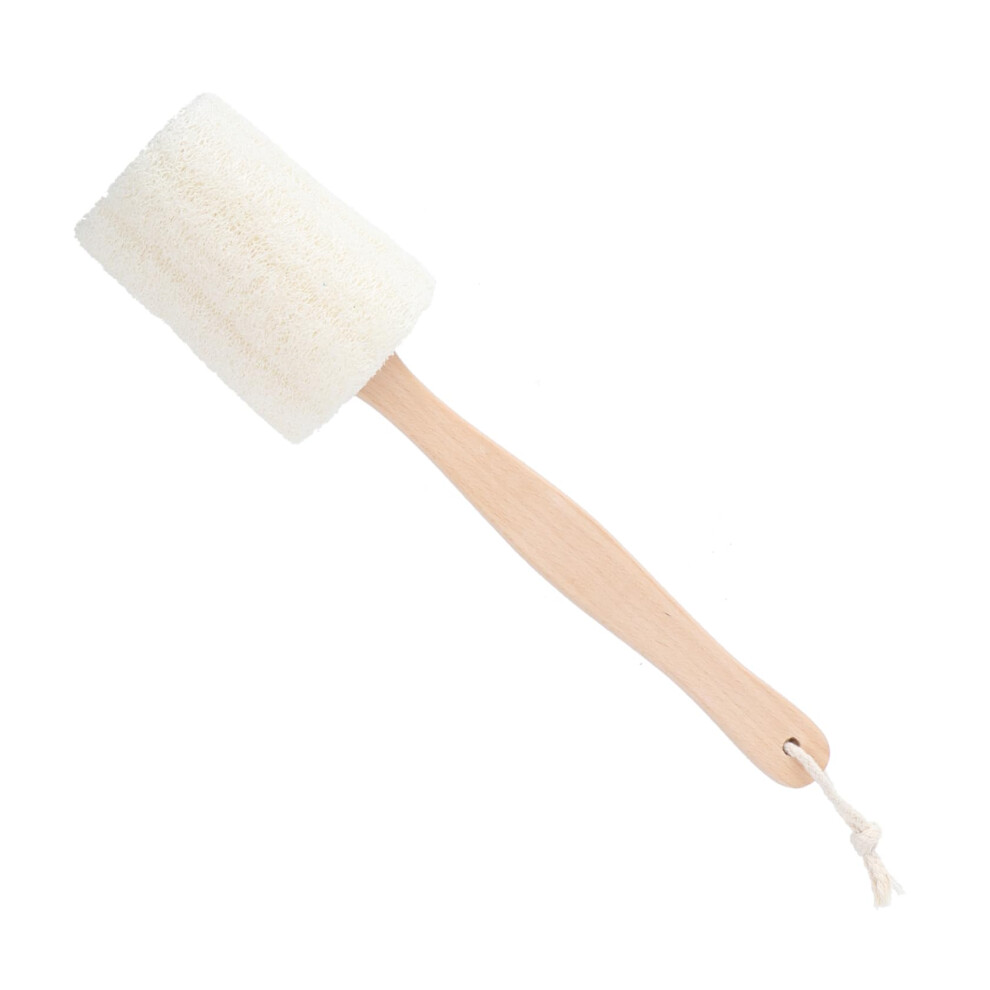 Loofah Back Scrubber with Long Wooden Handle for Gentle Skin Exfoliation and Adult Shower Bath