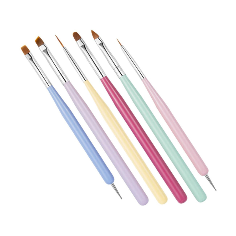 6pcs Professional Nail Art Brush Set DualEnded Pens for Precision Manicure Designs