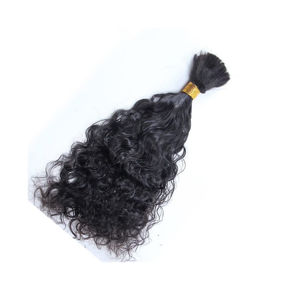 24 Inch Brazilian Virgin Human Hair Extensions for Braiding, Dark Brown Loose Curly Remy Bundle