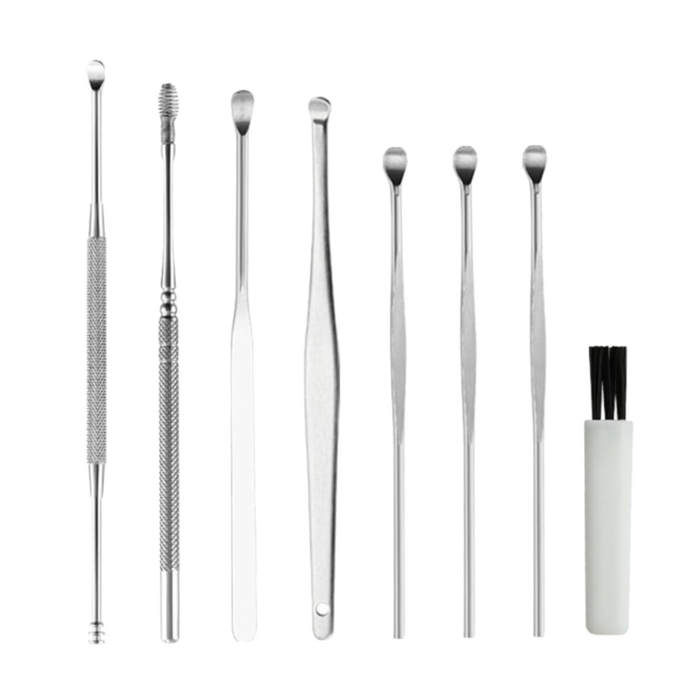 Ear Cleaning Kit 8pcs Stainless Steel Ear Pick Set with Spiral Tips for Adults and Kids