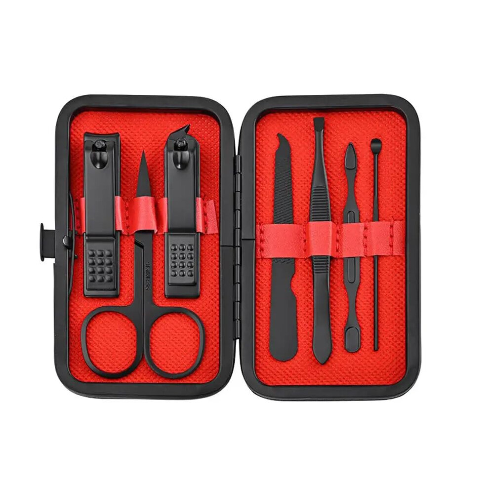 Manicure Set 7Piece Carbon Steel Nail Clippers with Leather Case for Professional Nail Care