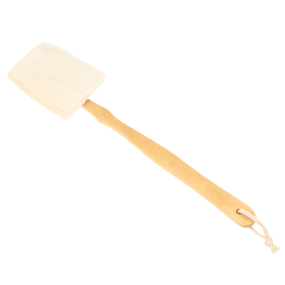 Loofah Back Scrubber with Long Wooden Handle for Gentle Exfoliation and Back Cleaning in Shower