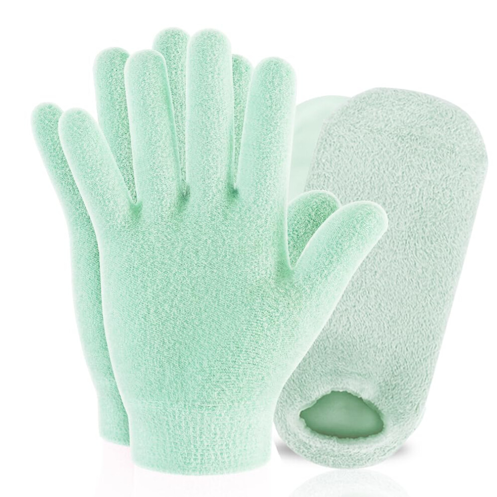 Green Moisturizing Gel Gloves And Socks Set For Deep Hydration Overnight Therapy Dry Cracked Skin